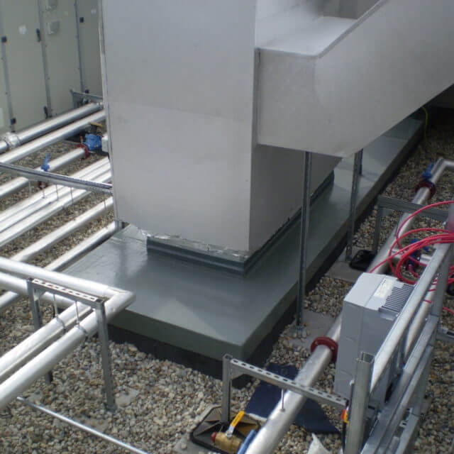 installed weatherproof system which connects to service riser