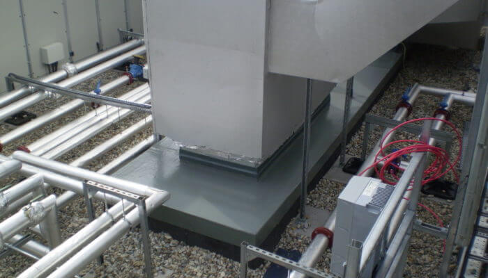 installed weatherproof system which connects to service riser