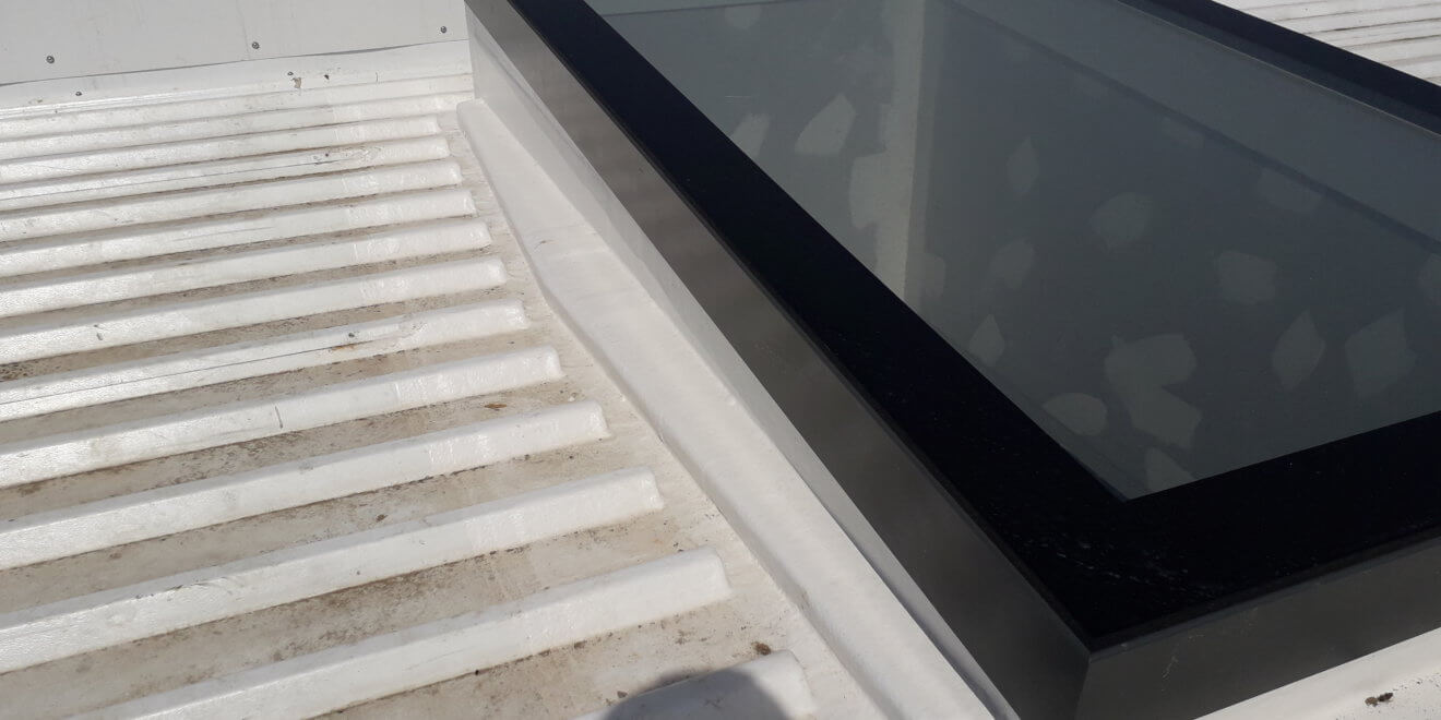 image of a rooflight on a modular building that has been weatherproofed