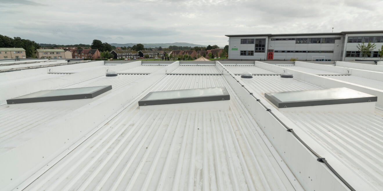 Roof top view of rooflights installed on Cherry Tree nursery