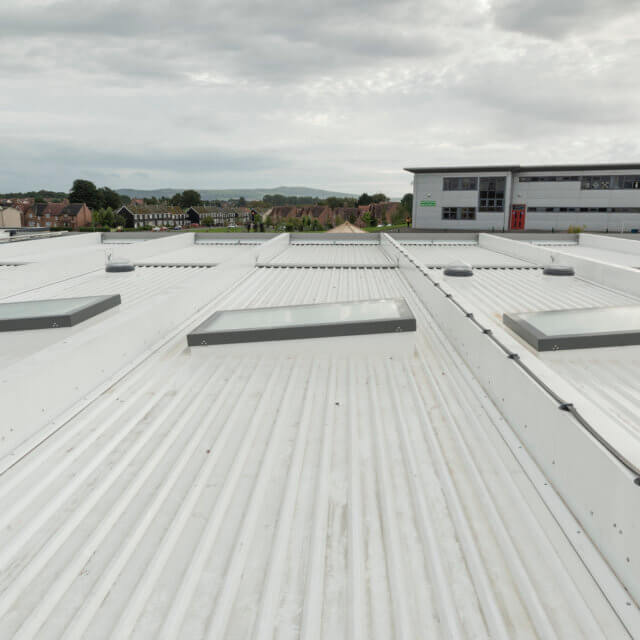 Roof top view of rooflights installed on Cherry Tree nursery