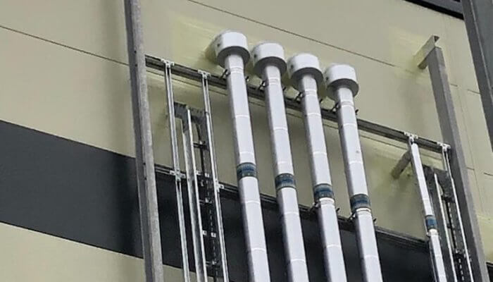 Weatherproofing of external cable trays installed on a data centre
